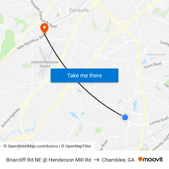 Briarcliff Rd NE @ Henderson Mill Rd to Chamblee, GA map