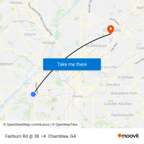 Fairburn Rd @ 38 to Chamblee, GA map