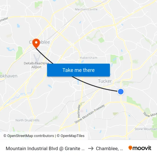 Mountain Industrial Blvd @ Granite Dr to Chamblee, GA map