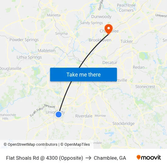 Flat Shoals Rd @ 4300 (Opposite) to Chamblee, GA map