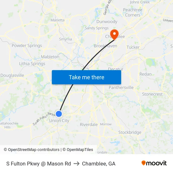 S Fulton Pkwy @ Mason Rd to Chamblee, GA map