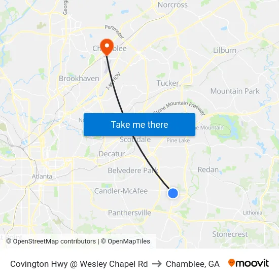 Covington Hwy @ Wesley Chapel Rd to Chamblee, GA map
