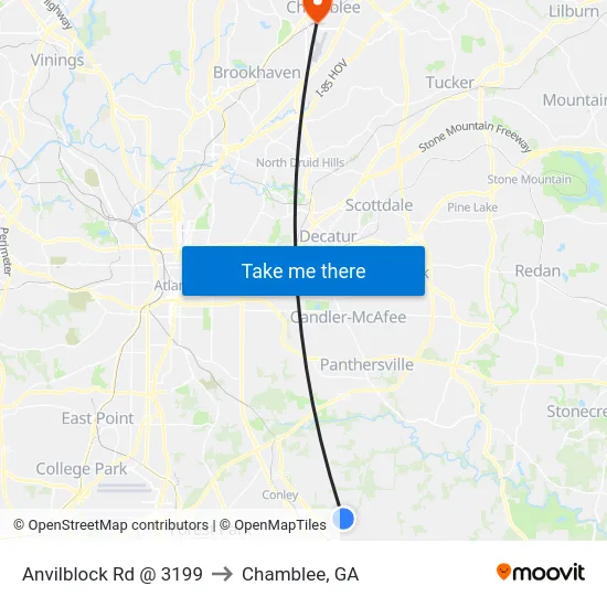 Anvilblock Rd @ 3199 to Chamblee, GA map