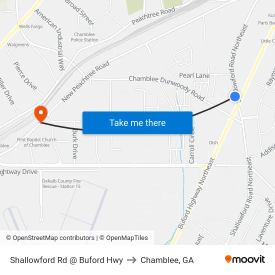 Shallowford Rd @ Buford Hwy to Chamblee, GA map