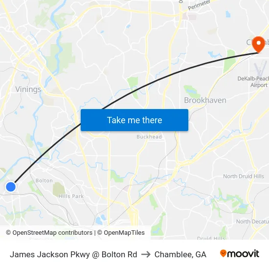 James Jackson Pkwy @ Bolton Rd to Chamblee, GA map