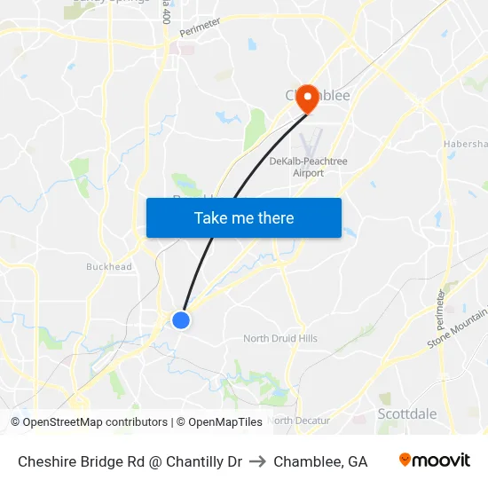 Cheshire Bridge Rd @ Chantilly Dr to Chamblee, GA map