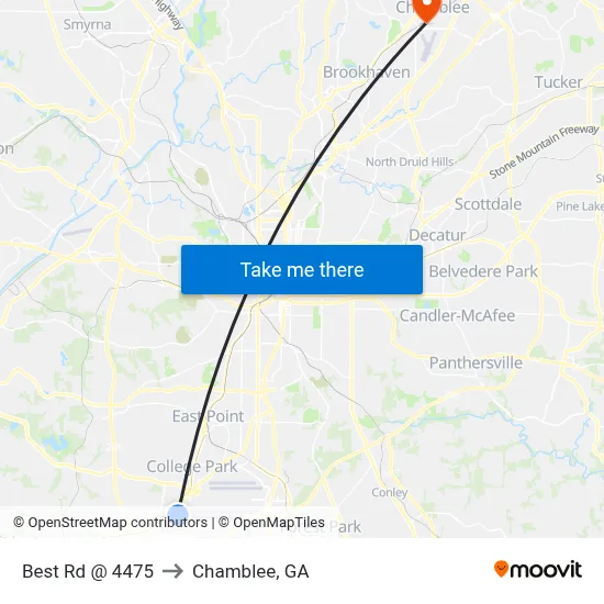 Best Rd @ 4475 to Chamblee, GA map