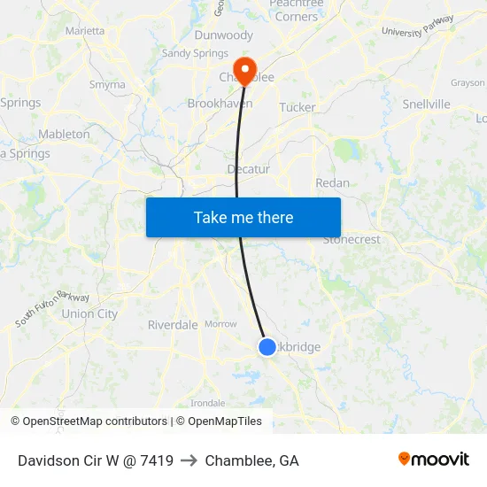 Davidson Cir W @ 7419 to Chamblee, GA map