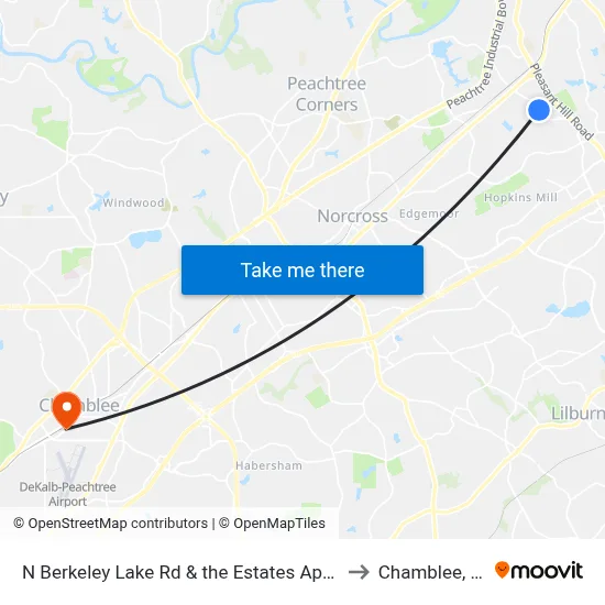 N Berkeley Lake Rd & the Estates Apts Ob to Chamblee, GA map