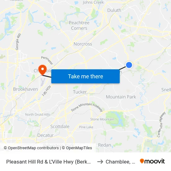 Pleasant Hill Rd & L'Ville Hwy (Berkmar) to Chamblee, GA map