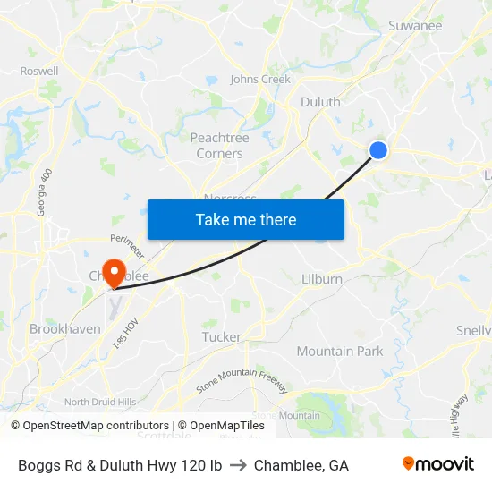 Boggs Rd & Duluth Hwy 120 Ib to Chamblee, GA map