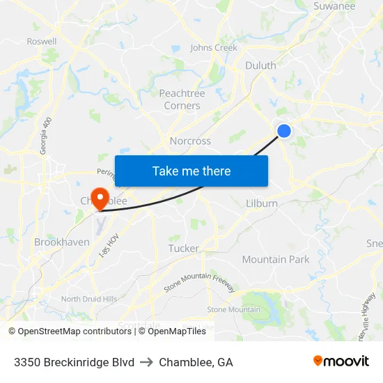 3350 Breckinridge Blvd to Chamblee, GA map