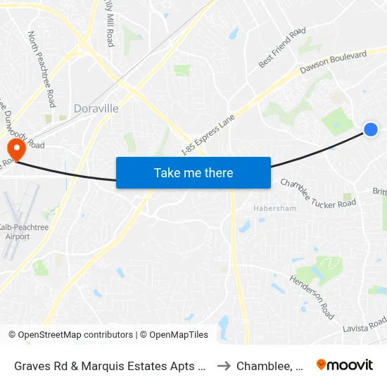 Graves Rd & Marquis Estates Apts Ob to Chamblee, GA map
