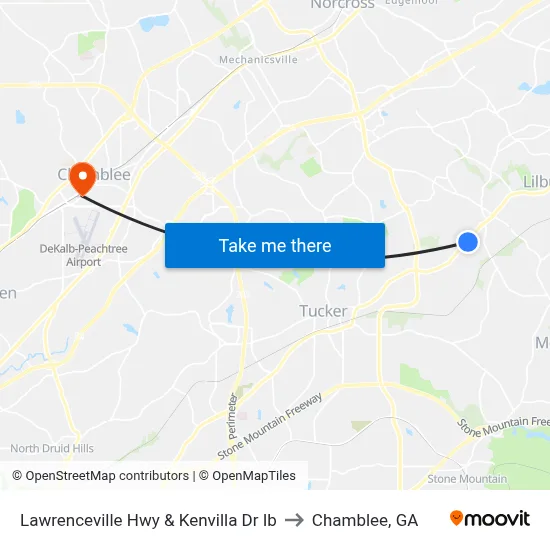 Lawrenceville Hwy & Kenvilla Dr Ib to Chamblee, GA map