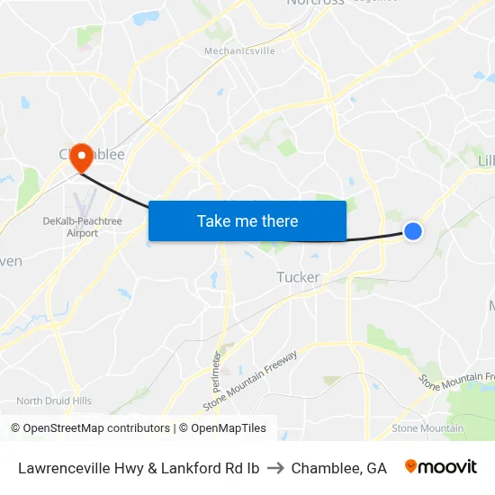Lawrenceville Hwy & Lankford Rd Ib to Chamblee, GA map