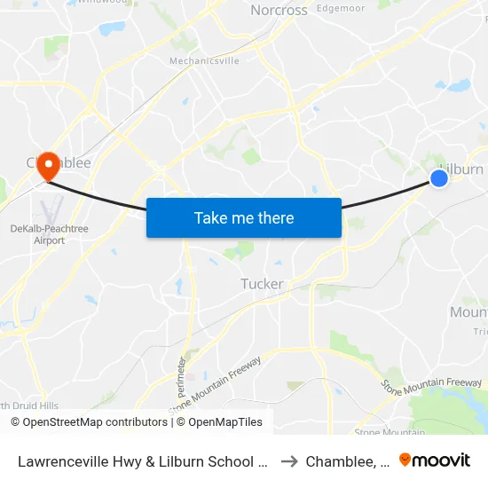 Lawrenceville Hwy & Lilburn School Rd Ob to Chamblee, GA map