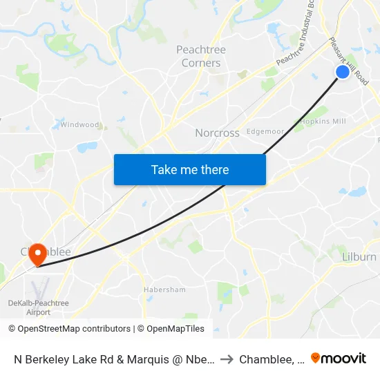 N Berkeley Lake Rd & Marquis @ Nberkeley to Chamblee, GA map