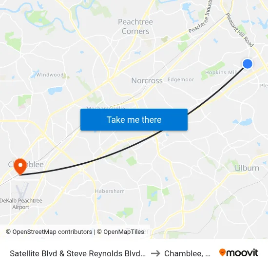 Satellite Blvd & Steve Reynolds Blvd Ib to Chamblee, GA map