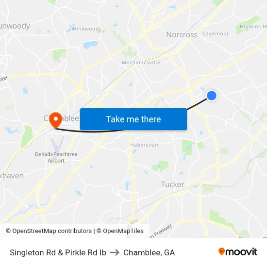 Singleton Rd & Pirkle Rd Ib to Chamblee, GA map