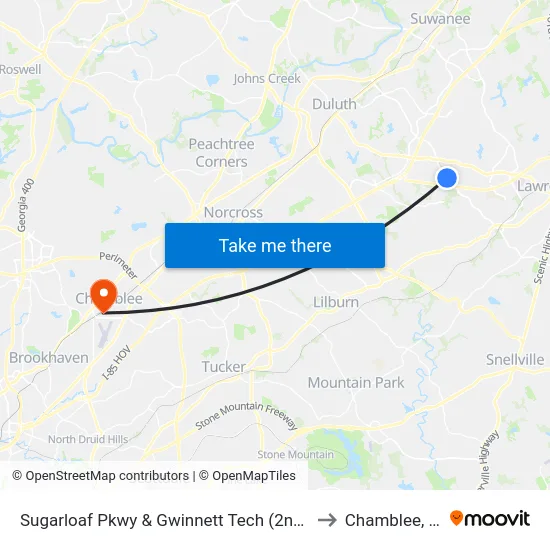Sugarloaf Pkwy & Gwinnett Tech (2nd Entr to Chamblee, GA map