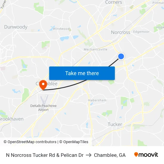 N Norcross Tucker Rd & Pelican Dr to Chamblee, GA map