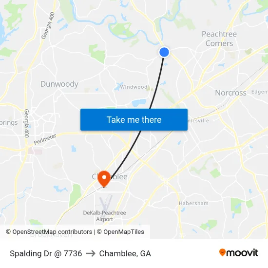 Spalding Dr @ 7736 to Chamblee, GA map