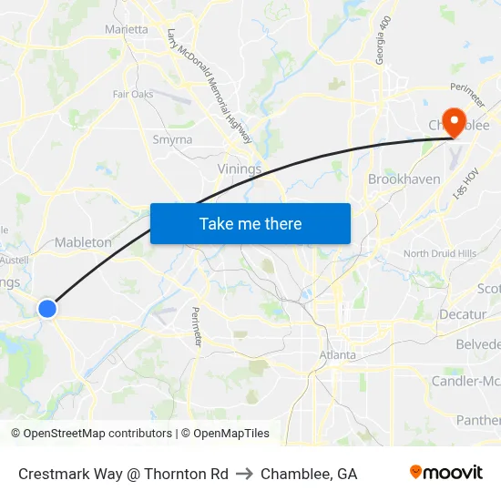 Crestmark Way @ Thornton Rd to Chamblee, GA map