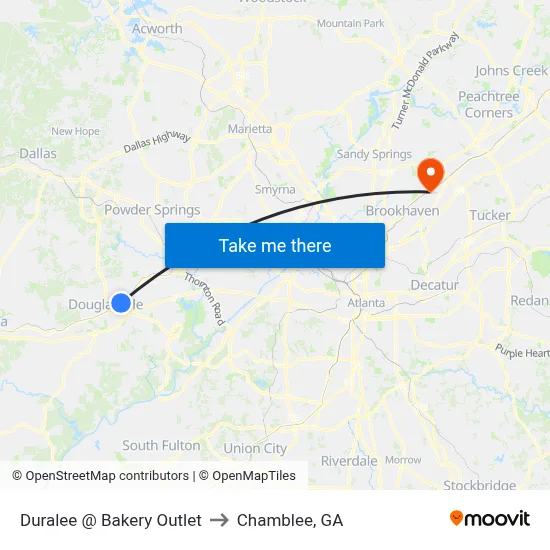 Duralee @ Bakery Outlet to Chamblee, GA map