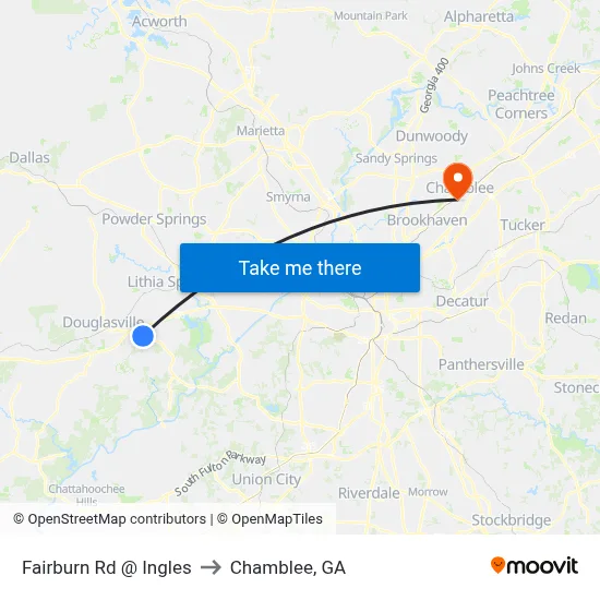 Fairburn Rd @ Ingles to Chamblee, GA map