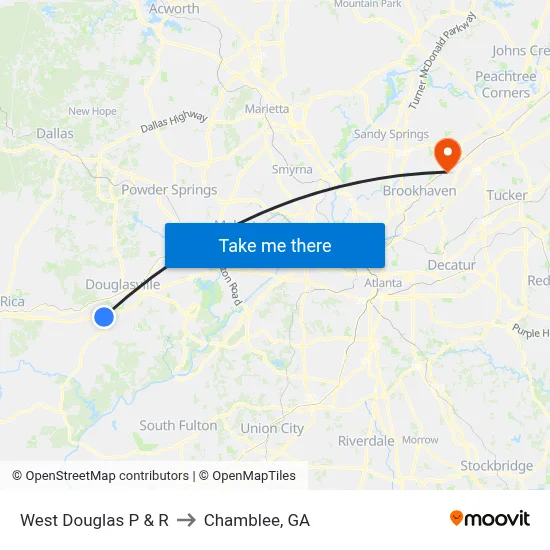 West Douglas P & R to Chamblee, GA map