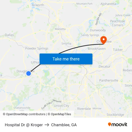 Hospital Dr @ Kroger to Chamblee, GA map