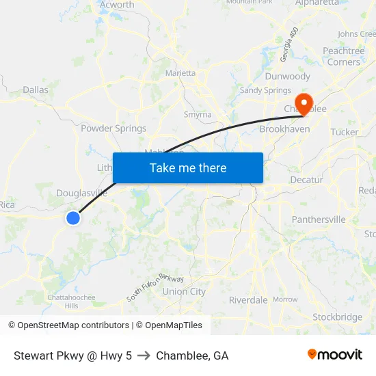 Stewart Pkwy @ Hwy 5 to Chamblee, GA map