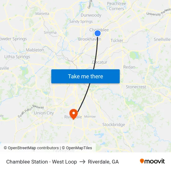 Chamblee Station - West Loop to Riverdale, GA map