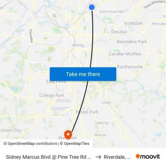Sidney Marcus Blvd @ Pine Tree Rd NE to Riverdale, GA map