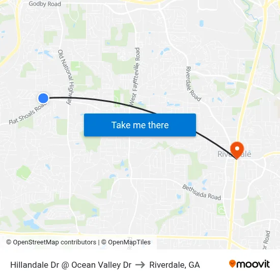 Hillandale Dr @ Ocean Valley Dr to Riverdale, GA map