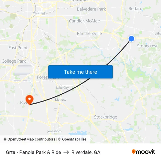 Grta - Panola Park & Ride to Riverdale, GA map