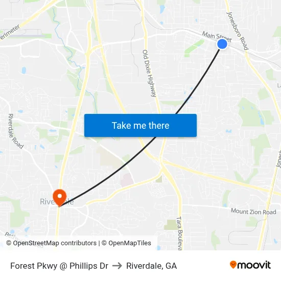Forest Pkwy @ Phillips Dr to Riverdale, GA map