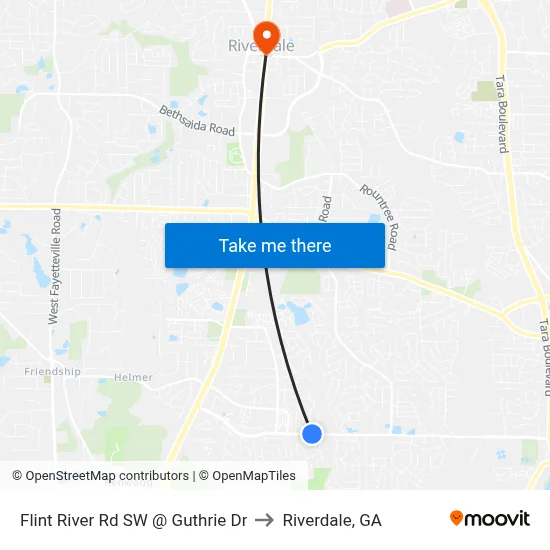 Flint River Rd SW @ Guthrie Dr to Riverdale, GA map