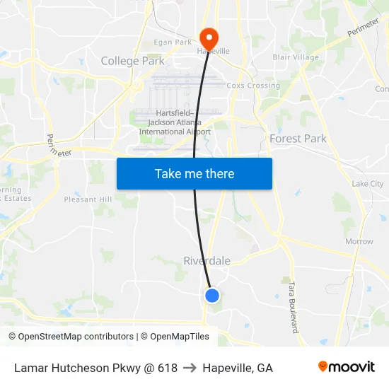 Lamar Hutcheson Pkwy @ 618 to Hapeville, GA map
