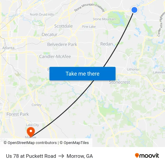Us 78 at Puckett Road to Morrow, GA map