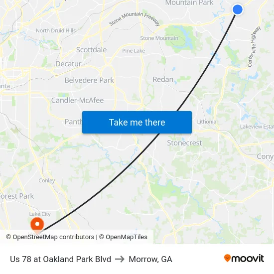 Us 78 at Oakland Park Blvd to Morrow, GA map
