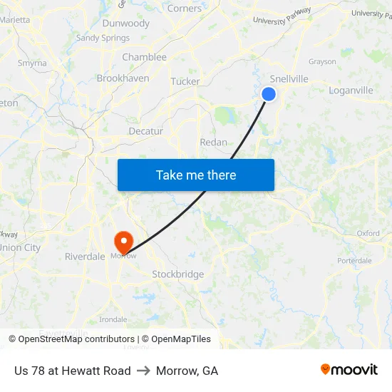 Us 78 at Hewatt Road to Morrow, GA map