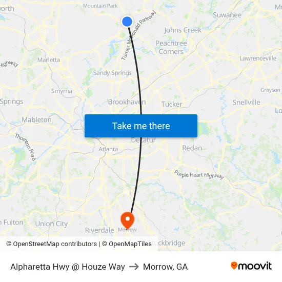 Alpharetta Hwy @ Houze Way to Morrow, GA map