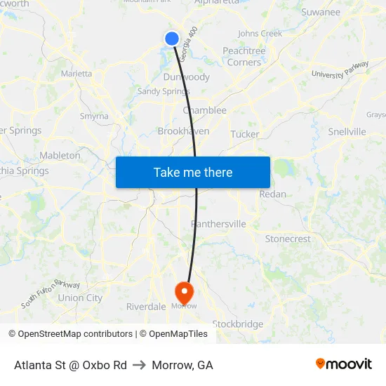 Atlanta St @ Oxbo Rd to Morrow, GA map