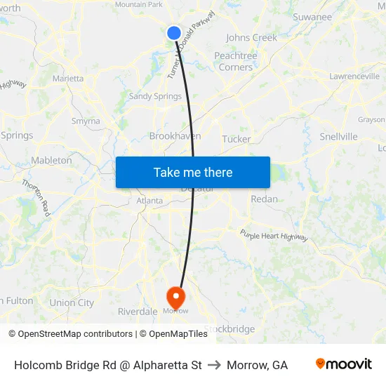 Holcomb Bridge Rd @ Alpharetta St to Morrow, GA map
