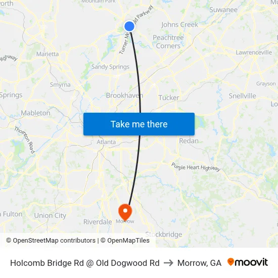 Holcomb Bridge Rd @ Old Dogwood Rd to Morrow, GA map