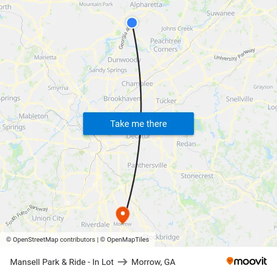 Mansell Park & Ride - In Lot to Morrow, GA map