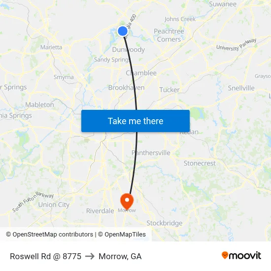 Roswell Rd @ 8775 to Morrow, GA map