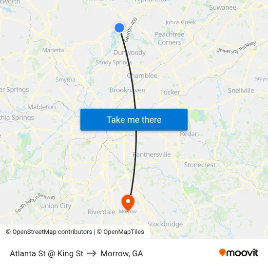 Atlanta St @ King St to Morrow, GA map