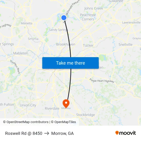 Roswell Rd @ 8450 to Morrow, GA map